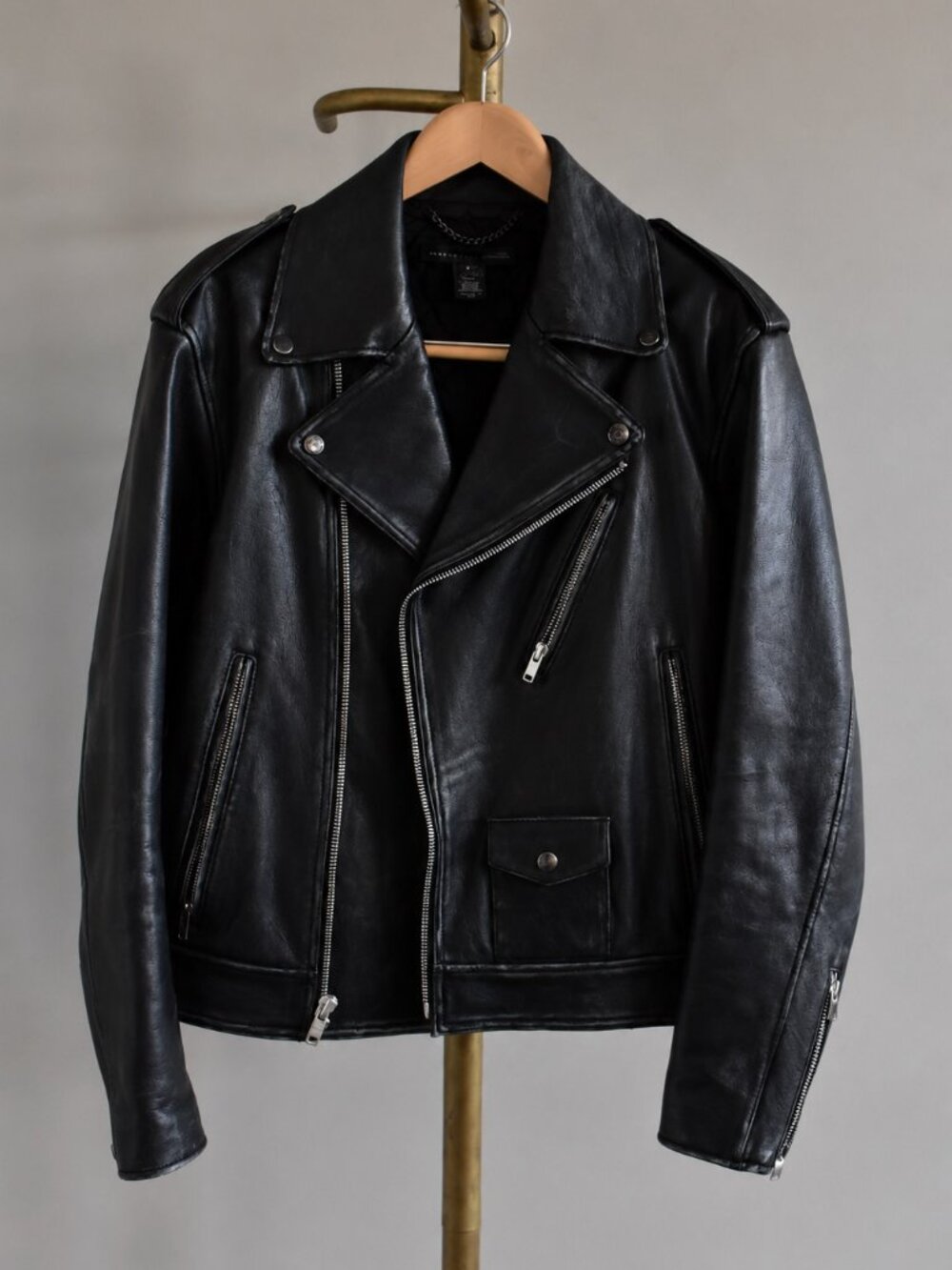 Marc Jacobs Motorcycle Leather Jacket, Black, Small